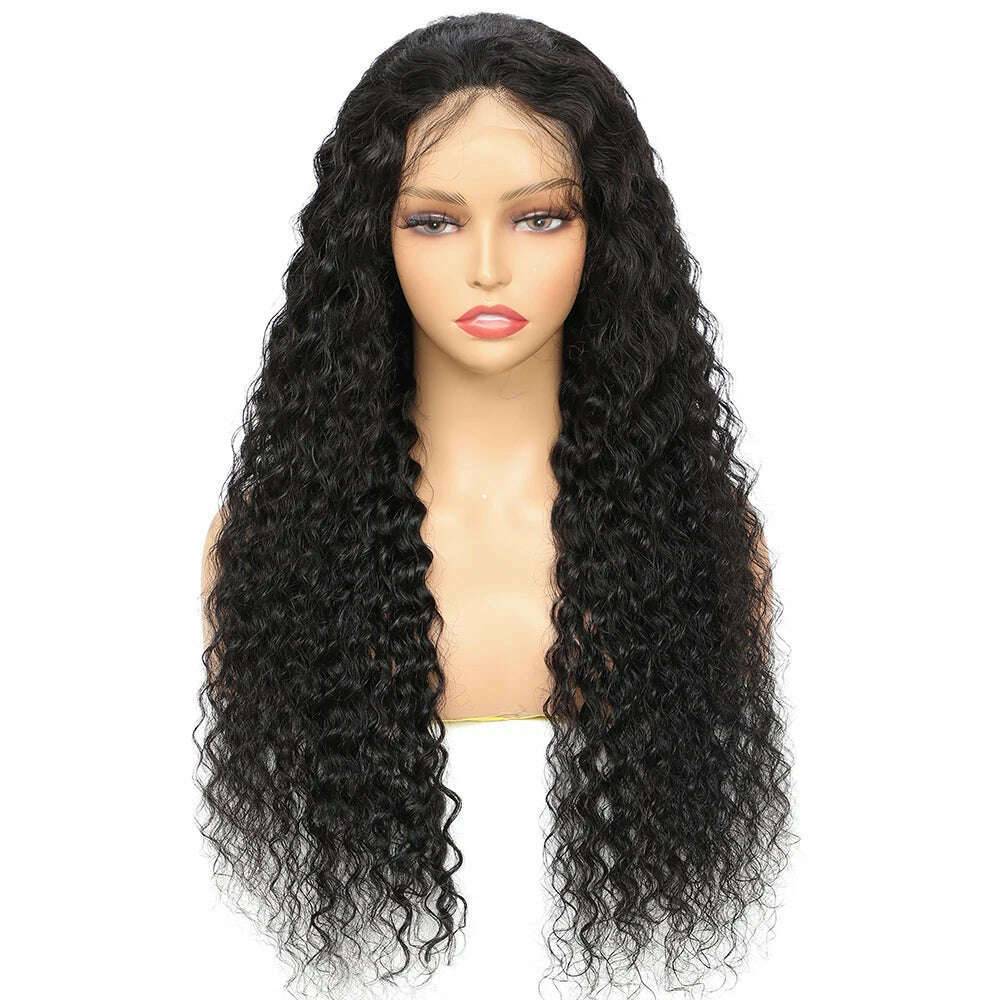 KIMLUD, 30 Inch HD Transparent 4x4 Water Wave Lace Front Human Hair Wigs For Women Wet And Wavy Deep Curly Frontal Wig, KIMLUD Women's Clothes