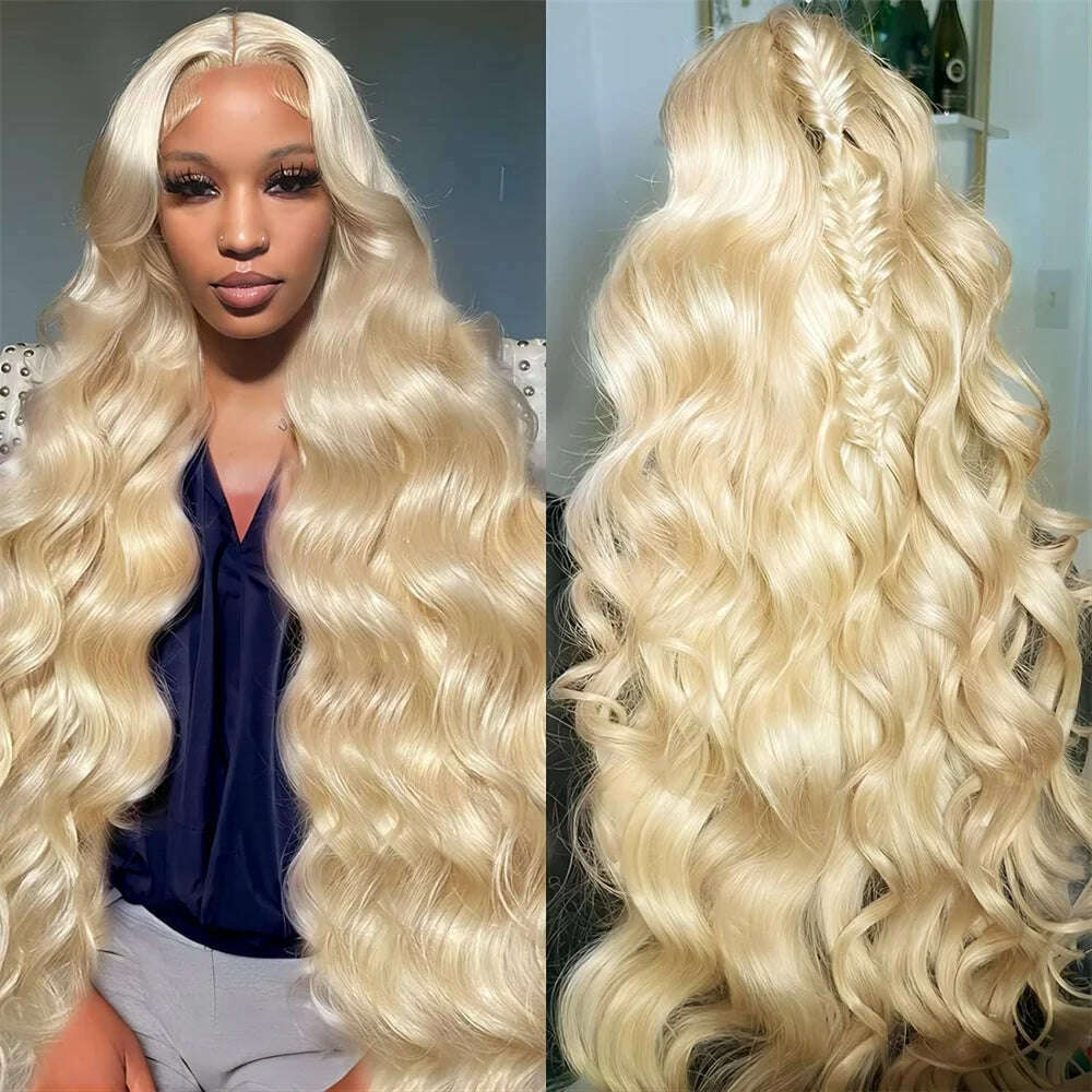 KIMLUD, 613 Lace Front Wig Human Hair 13x6 HD Blonde Lace Front Wigs Human Hair Pre Plucked 180% Density Body Wave Wigs For Women, KIMLUD Womens Clothes