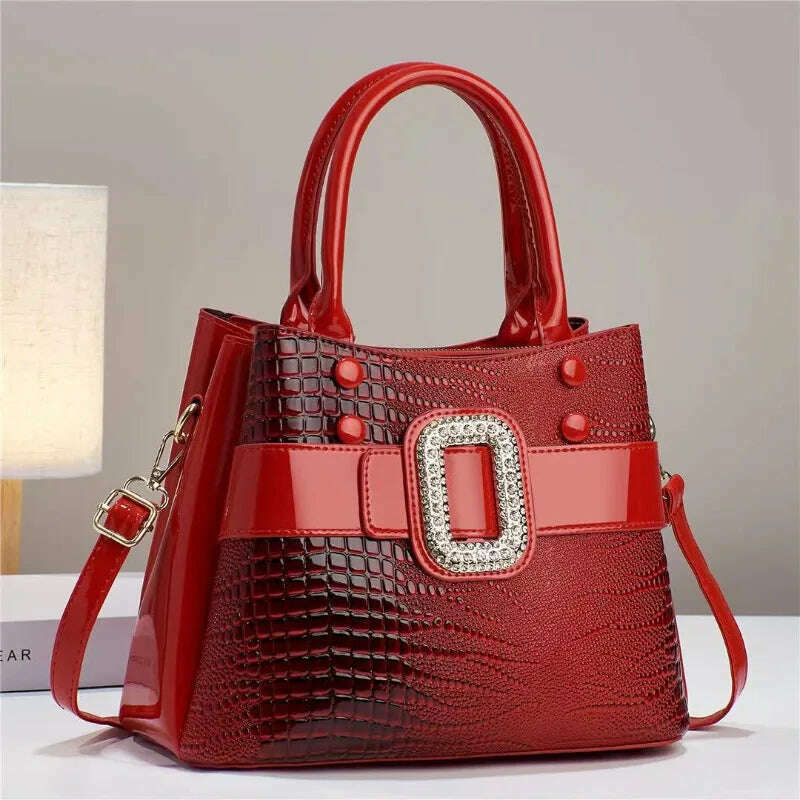 KIMLUD, Advanced Crocodile Embossed Women's Crossbody Shoulder Bag PU High Quality Shiny Fashion Simple Handbag Trend 2024 Designer Tote, KIMLUD Womens Clothes