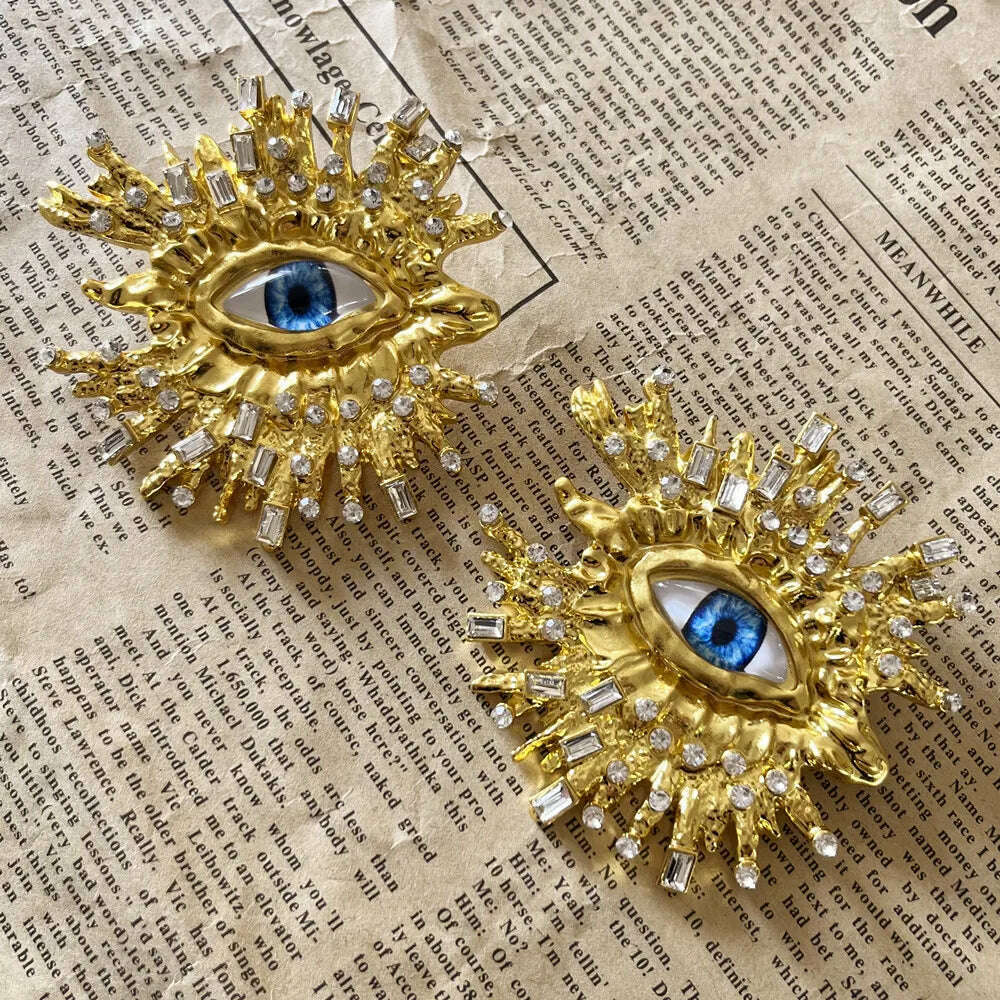 KIMLUD, Baroque Style Fashion Alloy Big Eyes Dangle Earrings For Women Jewelry Exaggerated Ladys' Statement Earrings  Accessories, KIMLUD Women's Clothes