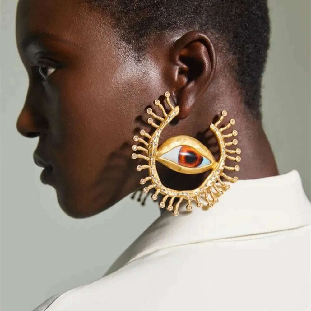 Baroque Style Vintage Alloy Big Eyes Dangle Earrings For Women Jewelry New Arrival Fashion Exaggerated Lady Ears' Accessories - KIMLUD