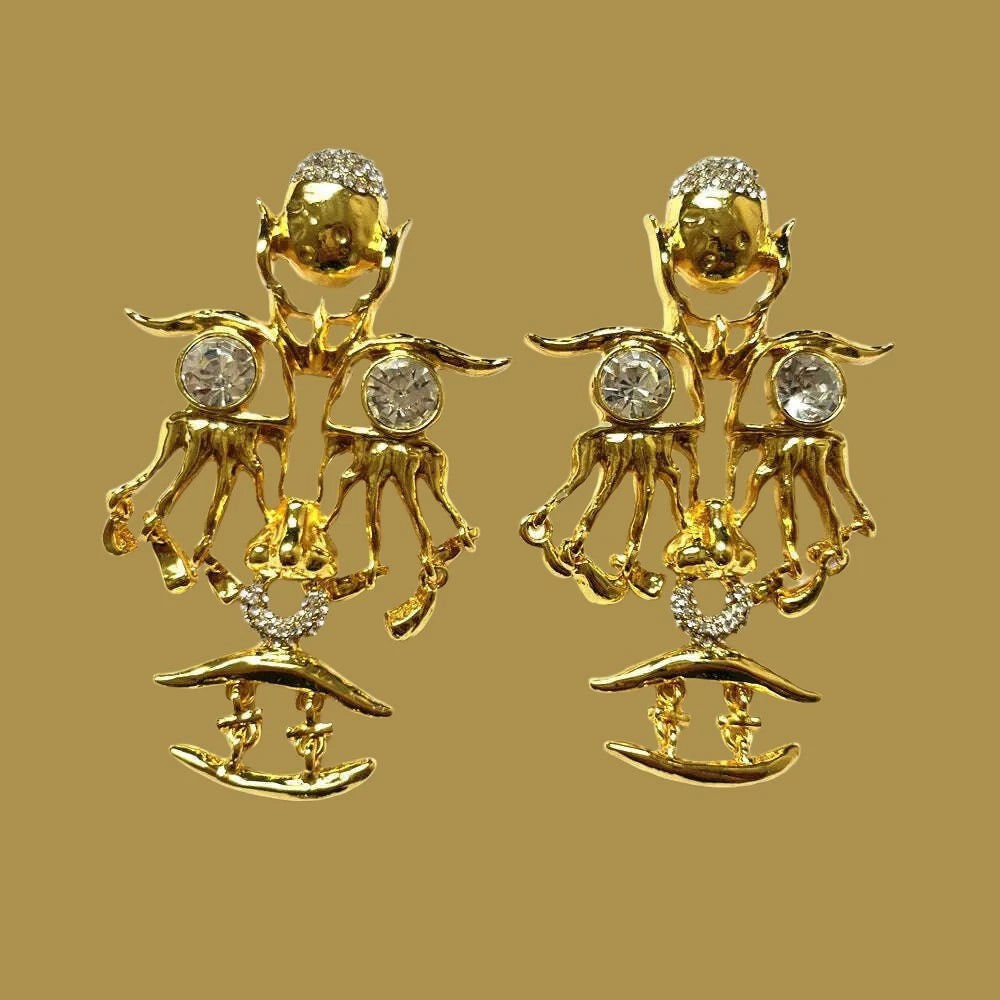 Baroque Style Vintage Alloy Big Eyes Dangle Earrings For Women Jewelry New Arrival Fashion Exaggerated Lady Ears' Accessories - KIMLUD