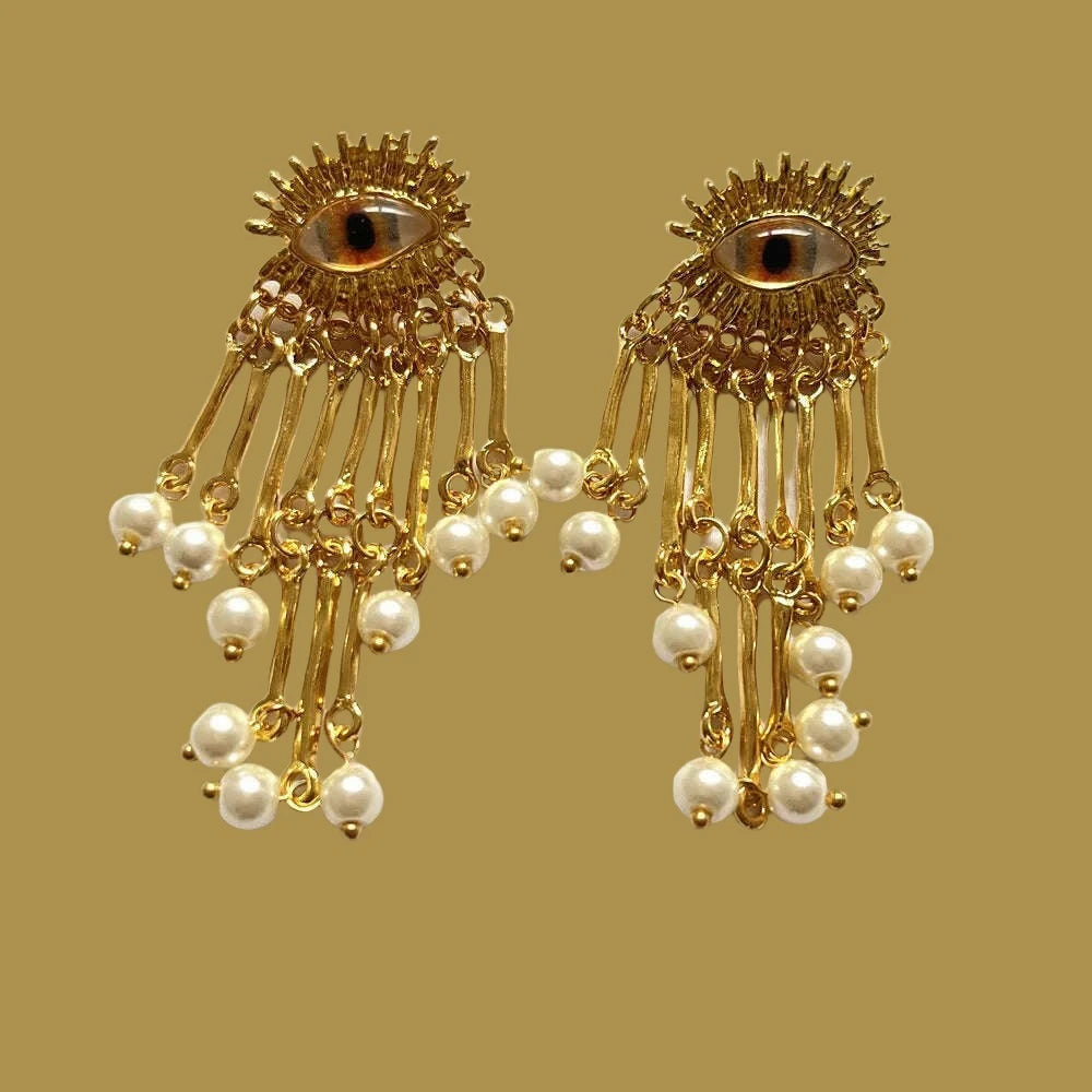 Baroque Style Vintage Alloy Big Eyes Dangle Earrings For Women Jewelry New Arrival Fashion Exaggerated Lady Ears' Accessories - KIMLUD