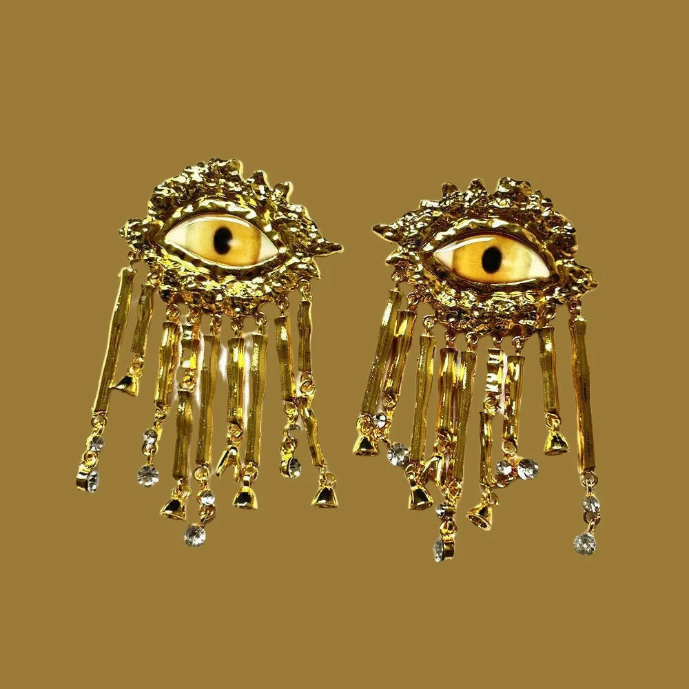 Baroque Style Vintage Alloy Big Eyes Dangle Earrings For Women Jewelry New Arrival Fashion Exaggerated Lady Ears' Accessories - KIMLUD