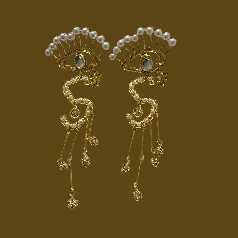 Baroque Style Vintage Alloy Big Eyes Dangle Earrings For Women Jewelry New Arrival Fashion Exaggerated Lady Ears' Accessories - KIMLUD