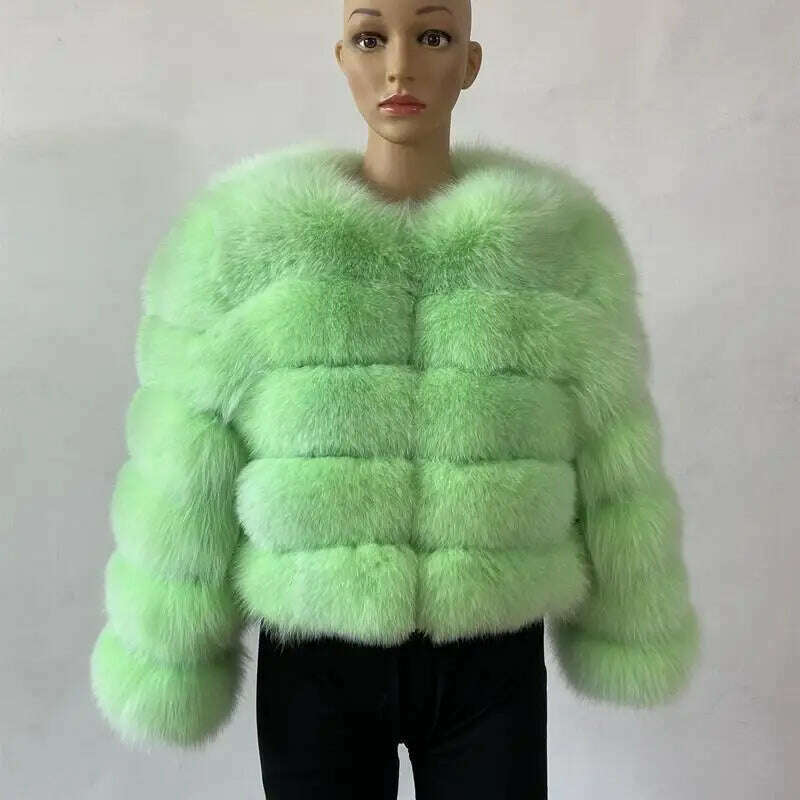KIMLUD, BEIZIRU Real Fox Fur Coat Long Sleeve Winter Woman Natural Warm Fashion  Luxury Girls Coats  Made, light green / 8XL(87-92kg), KIMLUD Womens Clothes