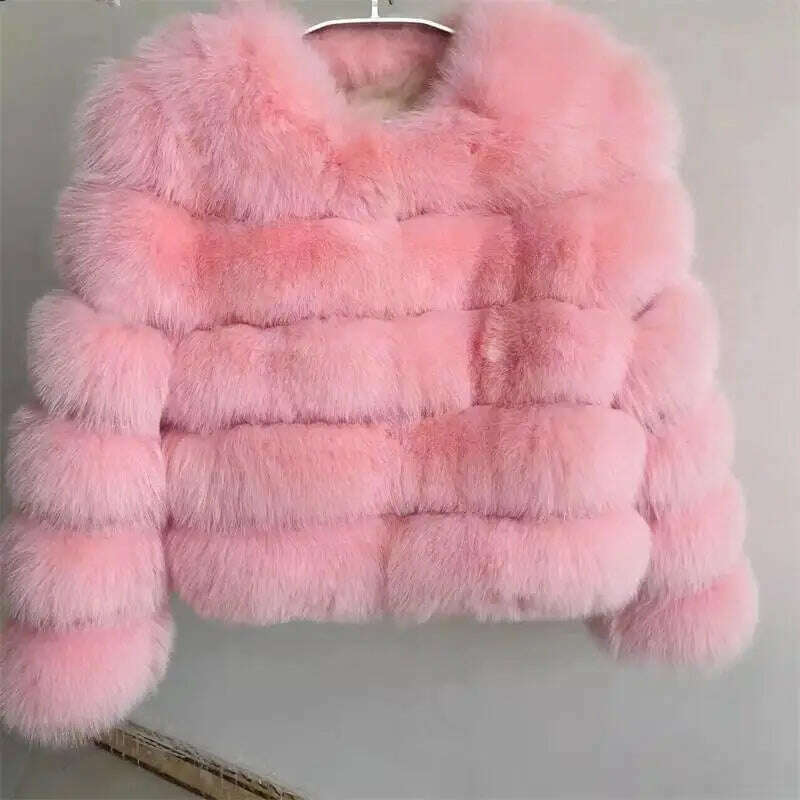 KIMLUD, BEIZIRU Real Fox Fur Coat Long Sleeve Winter Woman Natural Warm Fashion  Luxury Girls Coats  Made, Sakura pink / 8XL(87-92kg), KIMLUD Womens Clothes