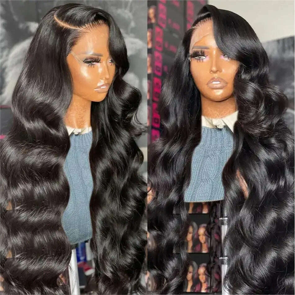 KIMLUD, Body Wave Lace Front Wig Human Hair 180% Density 13X4 HD Lace Frontal Wigs Pre Plucked 12A Brazilian Wigs 30 Inch Natural Color, KIMLUD Womens Clothes