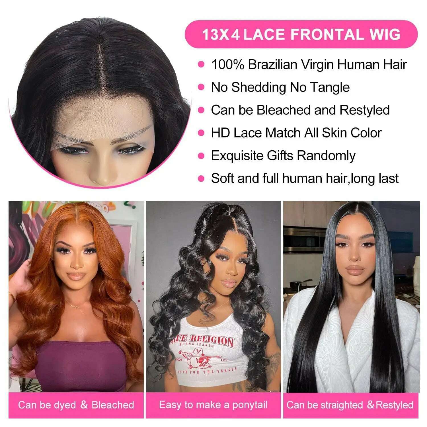 KIMLUD, Body Wave Lace Front Wig Human Hair 180% Density 13X4 HD Lace Frontal Wigs Pre Plucked 12A Brazilian Wigs 30 Inch Natural Color, KIMLUD Women's Clothes
