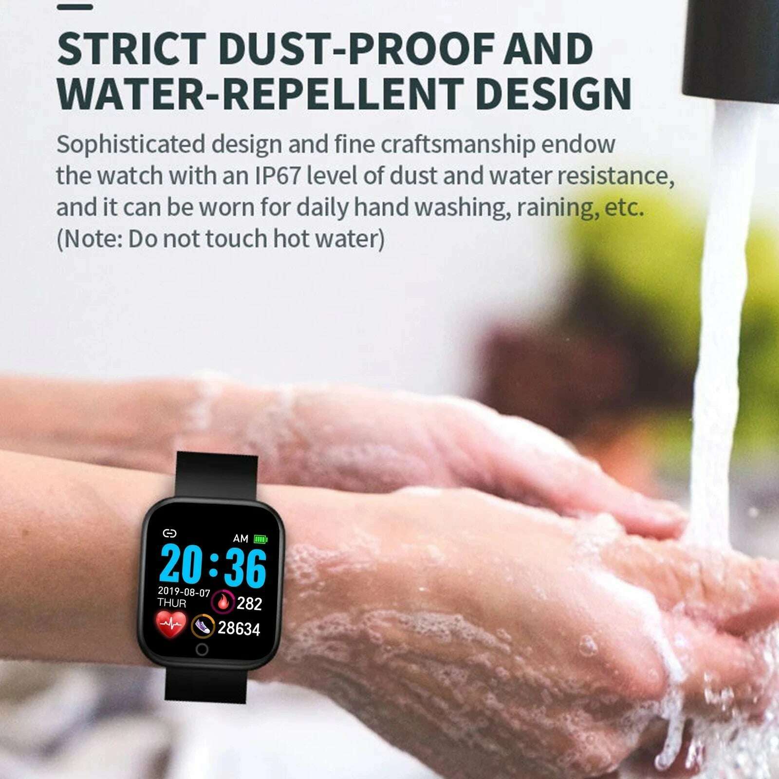D20Pro Smart Watch Men Women Fitness Tracker Watch Sport Heart Rate Blood Pressure Monitor Waterproof Smartwatch for Android IOS - KIMLUD