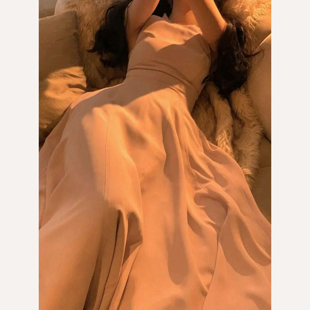 Fashion New Women Elegant Casual Midi Party Dress Sleeveless A-Line Solid Chic Birthday Prom Vestidos Female Clothes Robe Mujers - KIMLUD