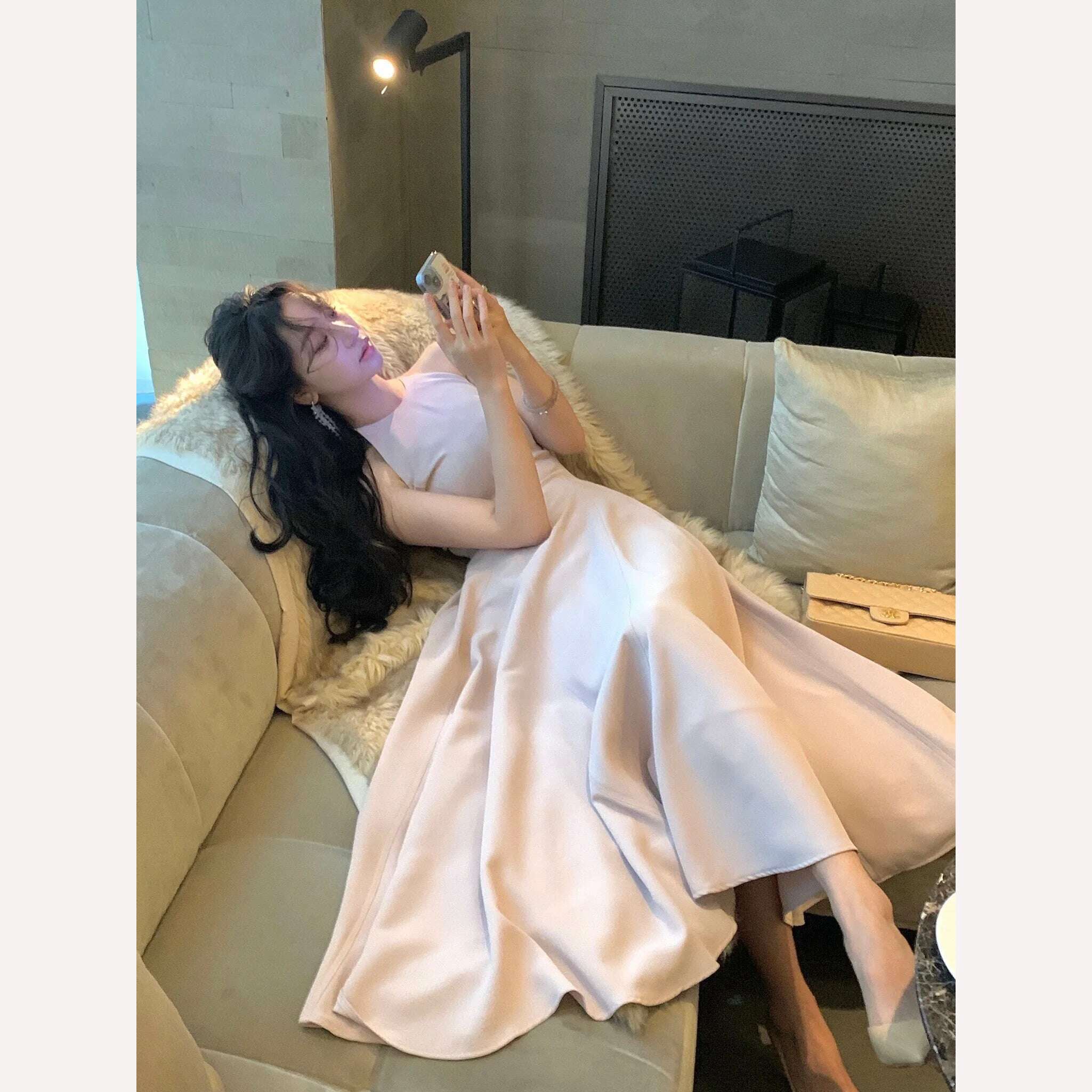 Fashion New Women Elegant Casual Midi Party Dress Sleeveless A-Line Solid Chic Birthday Prom Vestidos Female Clothes Robe Mujers - KIMLUD