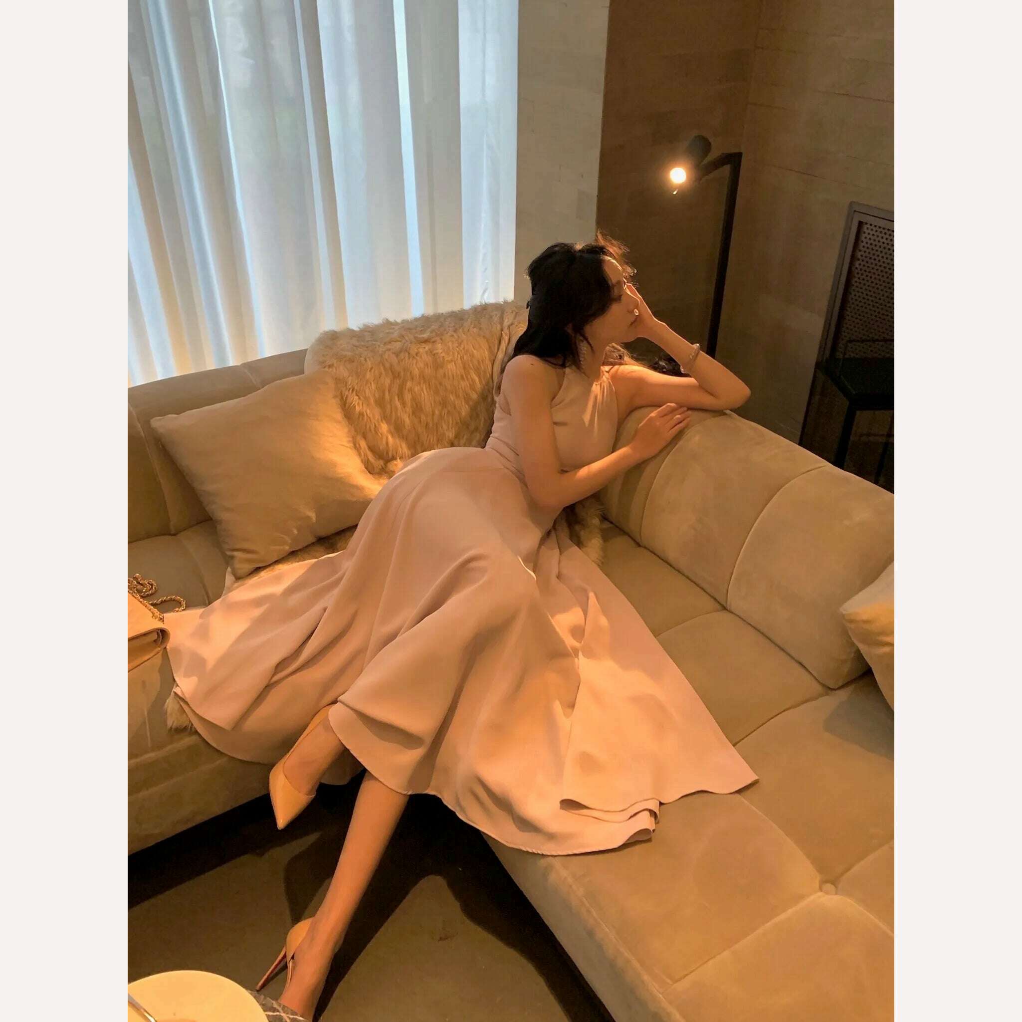 Fashion New Women Elegant Casual Midi Party Dress Sleeveless A-Line Solid Chic Birthday Prom Vestidos Female Clothes Robe Mujers - KIMLUD