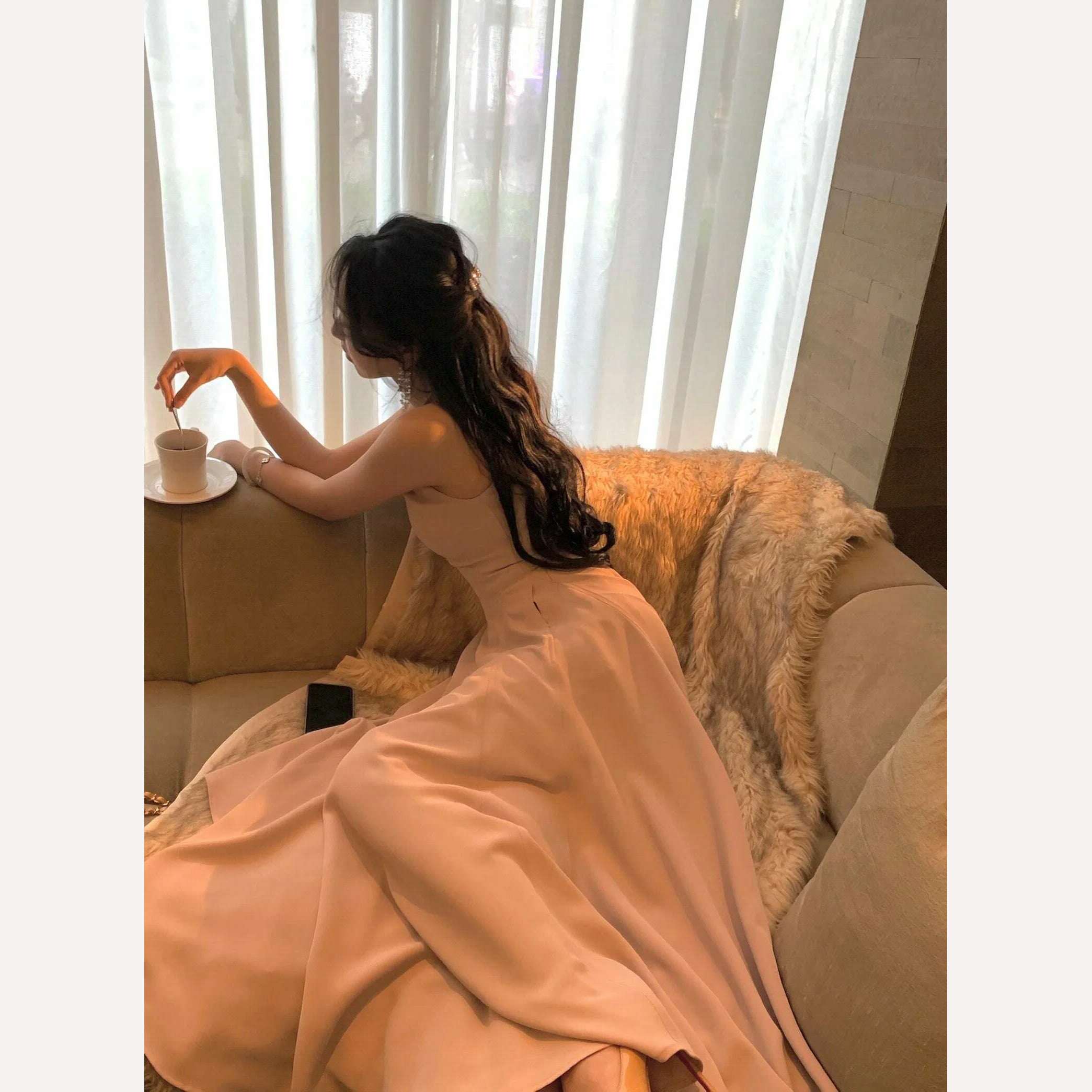 Fashion New Women Elegant Casual Midi Party Dress Sleeveless A-Line Solid Chic Birthday Prom Vestidos Female Clothes Robe Mujers - KIMLUD