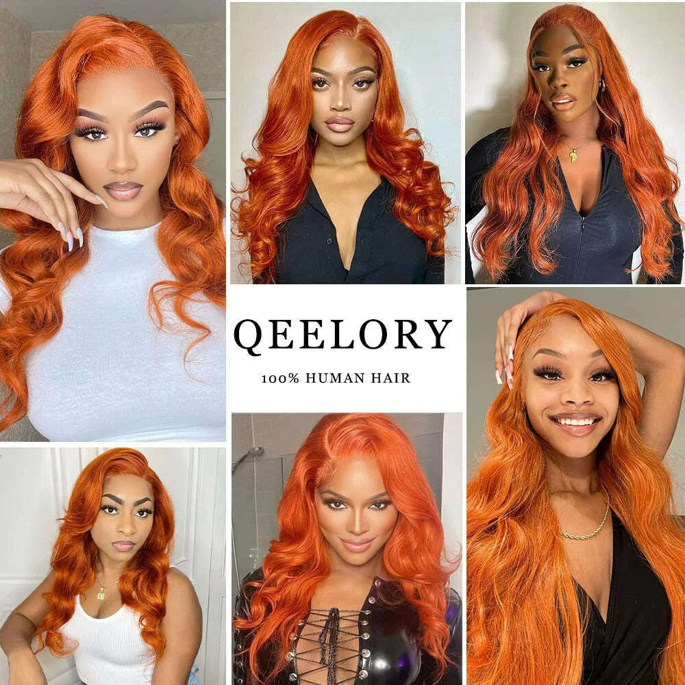 KIMLUD, Ginger Lace Front Wigs Human Hair Pre Plucked 180% Density Body Wave Lace Front Wigs Human Hair With Baby Hair Colored Wigs, KIMLUD Women's Clothes