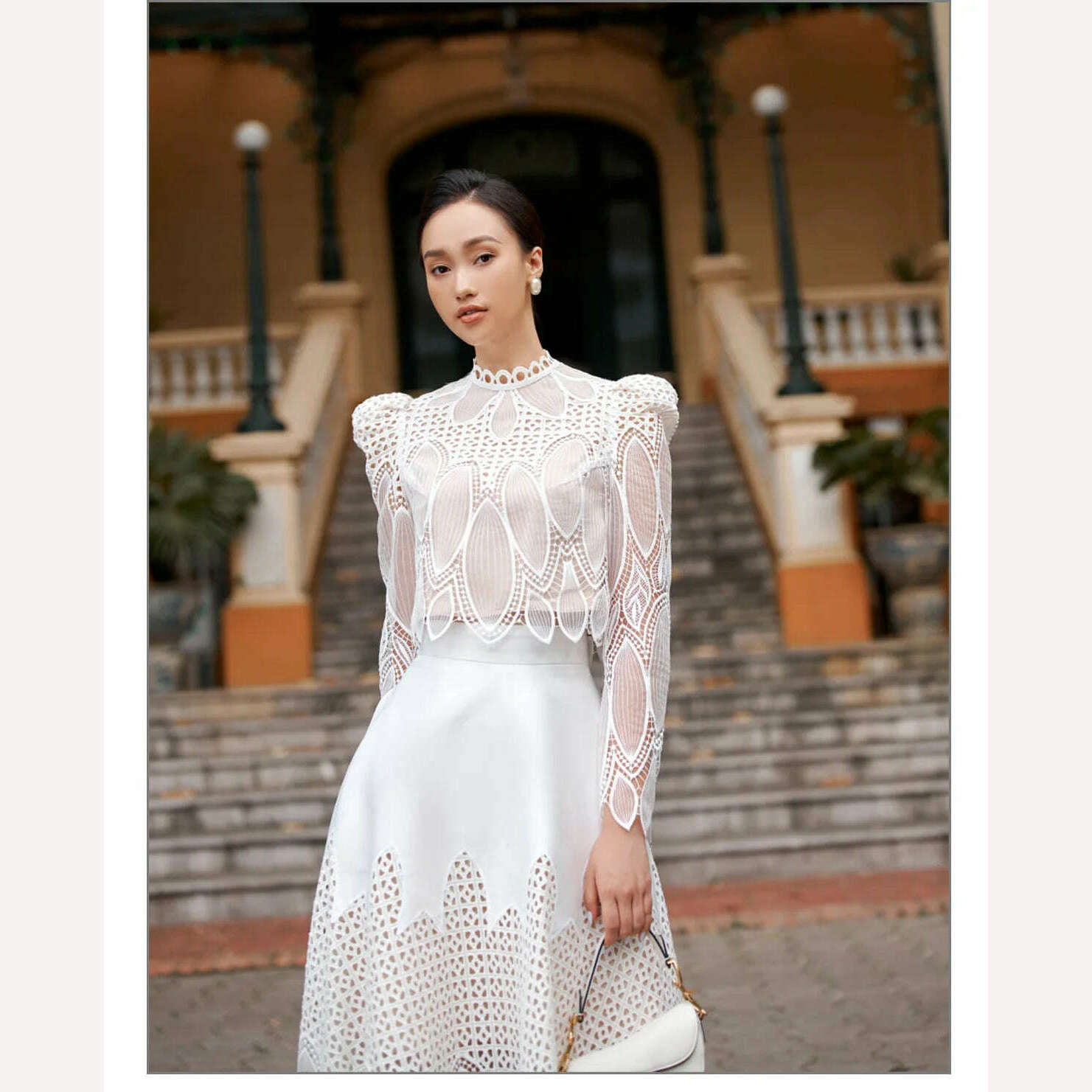 KIMLUD, High Quality Fashion Vintage Design Puff Sleeve Women Summer New Lace Embroidery Patchwork Vestido Midi Party Dress, KIMLUD Womens Clothes