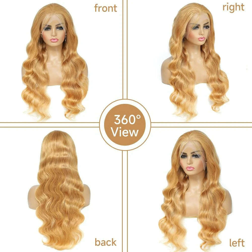 KIMLUD, Honey Blonde Lace Front Wig Human Hair 13x4 HD Lace Front 27# Colored Body Wave Blonde Lace Front Wigs Human Hair 180% Density, KIMLUD Womens Clothes