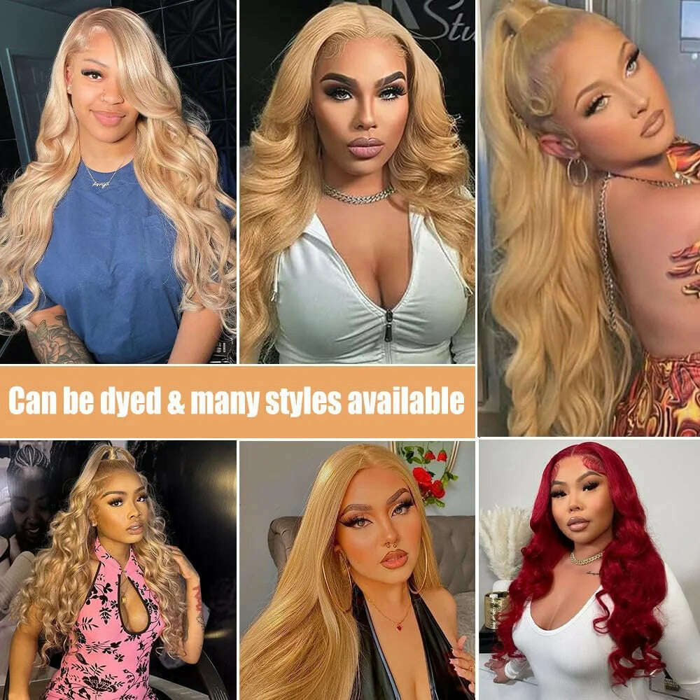 KIMLUD, Honey Blonde Lace Front Wig Human Hair 13x4 HD Lace Front 27# Colored Body Wave Blonde Lace Front Wigs Human Hair 180% Density, KIMLUD Women's Clothes