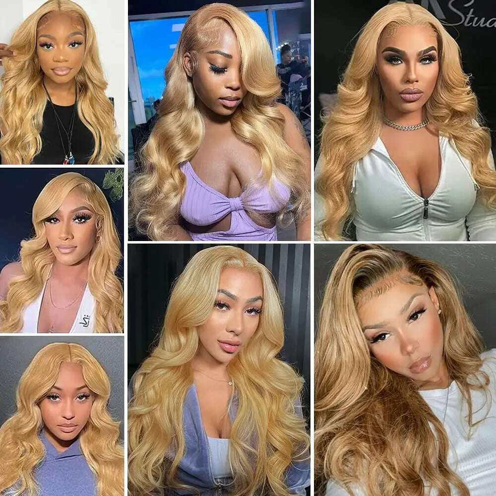 KIMLUD, Honeyblonde Human Hair Wig 13x4 HD Lace Front Wig 27 Colored Body Wave Blonde Lace Front Wigs Human Hair 180% Density, KIMLUD Womens Clothes