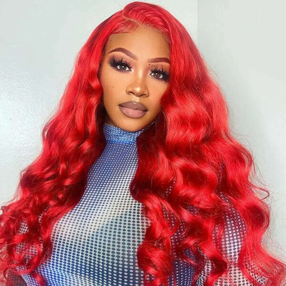 KIMLUD, Honeyblonde Human Hair Wig 13x4 HD Lace Front Wig 27# Colored Body Wave Blonde Lace Front Wigs Human Hair 180% Density, Red Wig / 26inches / 180%, KIMLUD Women's Clothes
