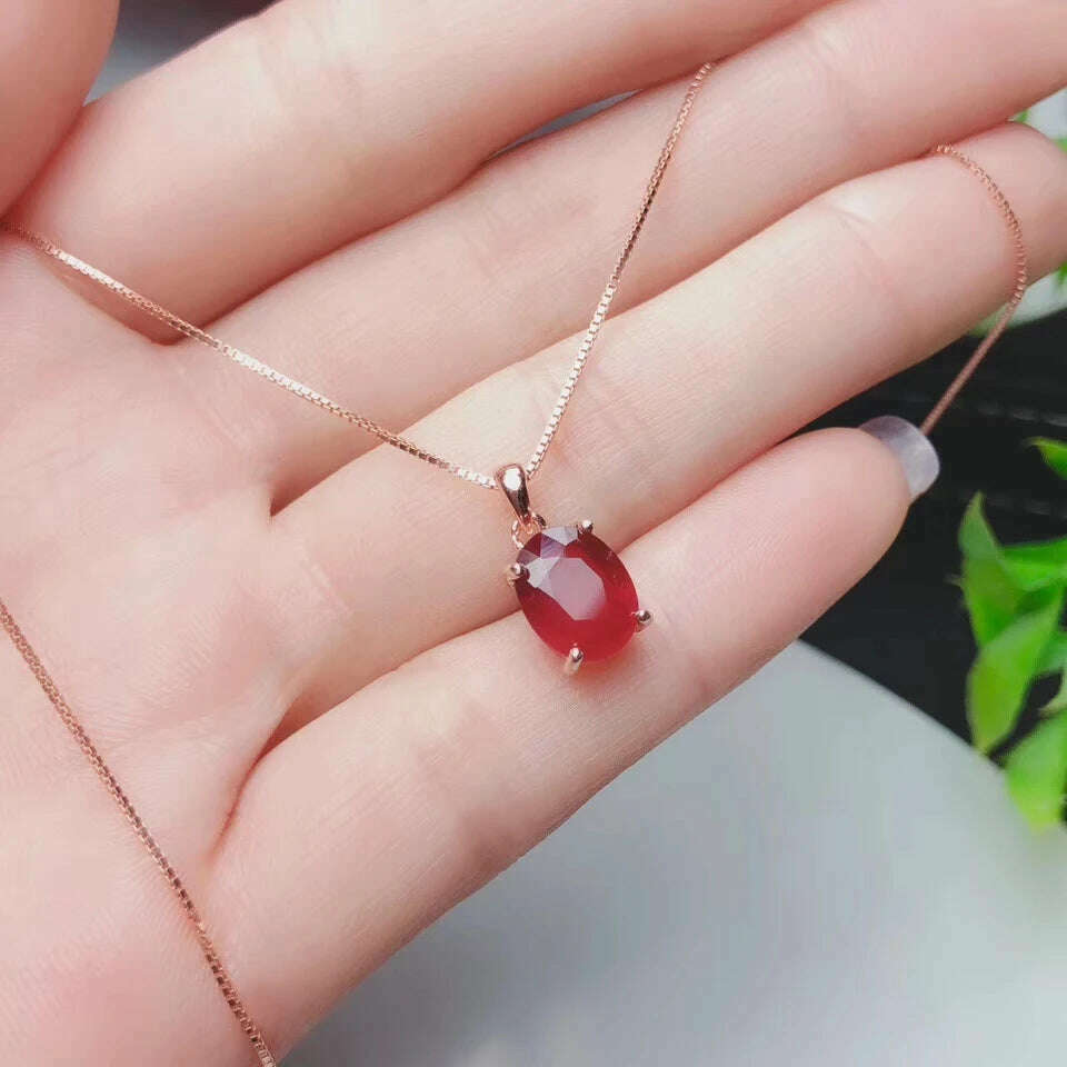 KIMLUD, KJJEAXCMY Boutique Jewelry 925 Sterling Silver Inlaid Natural Ruby Female Necklace Chain Pendant Earrings Luxury Set Support Tes, KIMLUD Womens Clothes