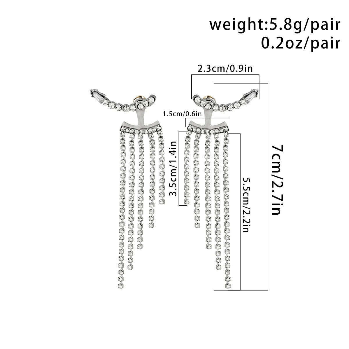 KIMLUD, Korean Full Rhinestone Long Tassel Drop Earrings for Women Exquisite Luxury Zircon Crystal Earrings female Jewelry Wholesale, KIMLUD Womens Clothes