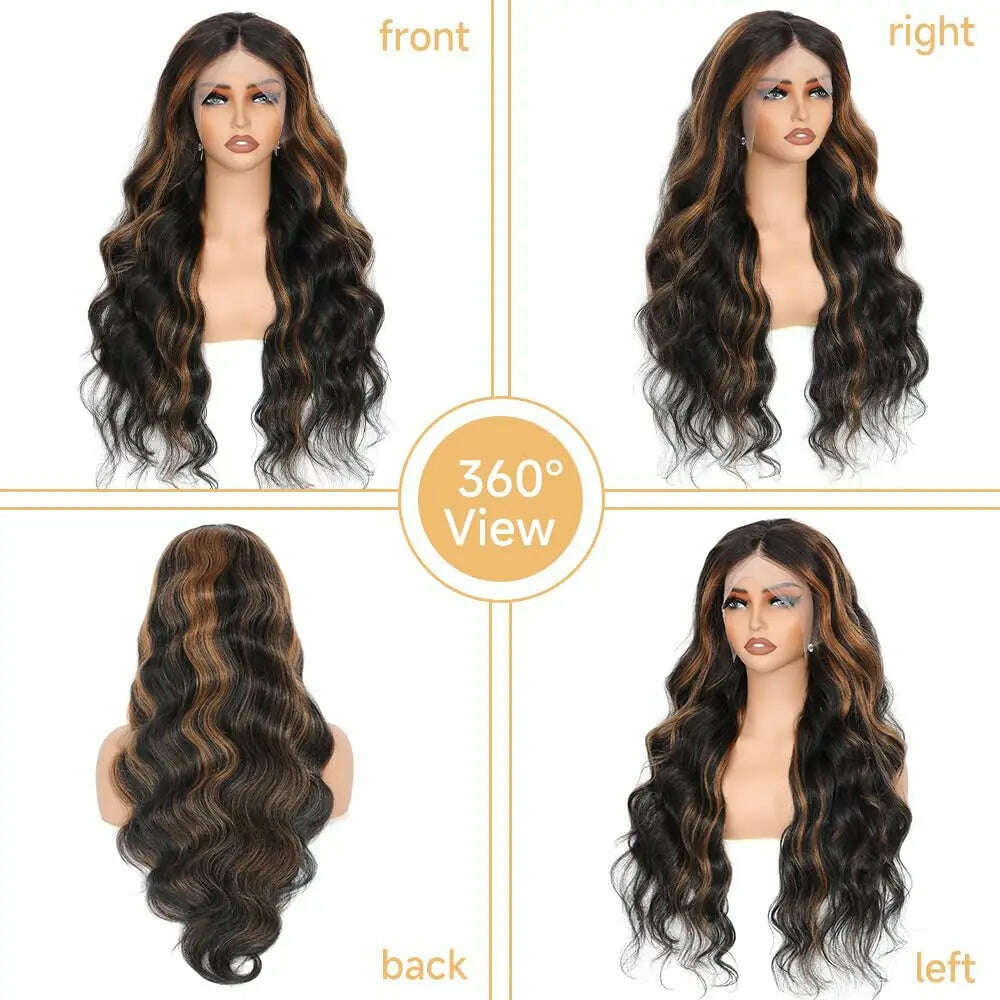 KIMLUD, Ombre Lace Front Wig Human Hair 13x4 Glueless Wigs Pre Plucked pre cut Wear and Go Glueless Wig 180% Density 1B/30 Body Wave Wig, KIMLUD Women's Clothes