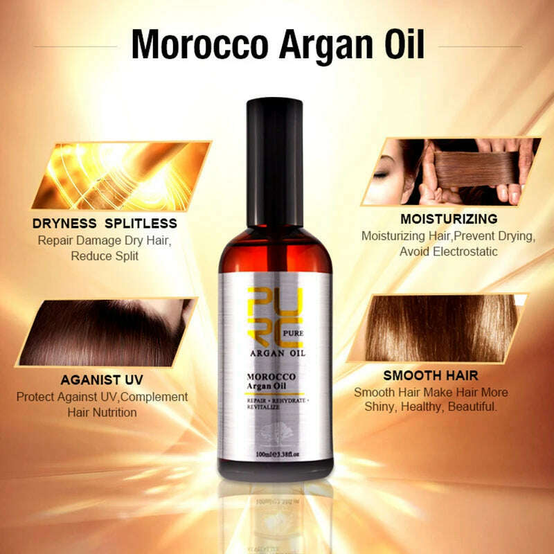 PURC Morocco Hair Oil Care Essence Repair Frizz Damaged Anti Hair Loss Treatment Smoothing Soft Hair Care Beauty Bealth Products - KIMLUD