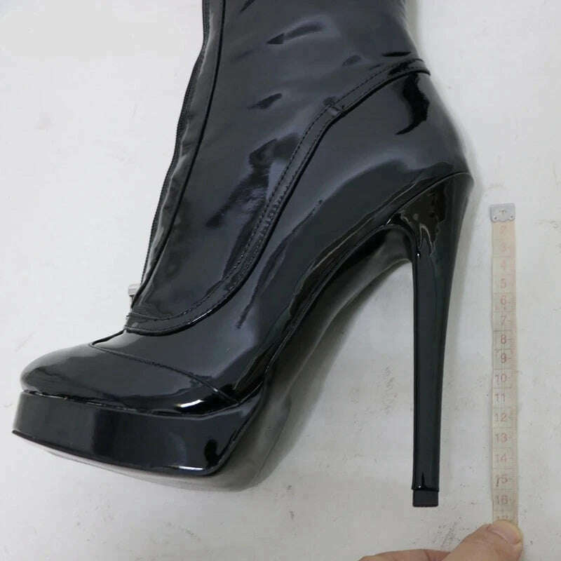 Sorbern Unisex High Ankle Boots Women Straps With Locks Visible Platform High Heels 25Cm Shaft Height Lockable Front Zipper Boot - KIMLUD