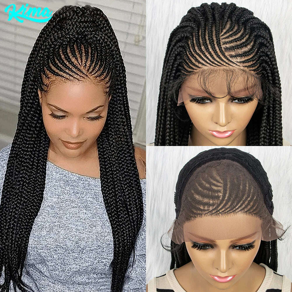 KIMLUD, Synthetic Braided Wigs 13x4 HD Lace Front Braided Wigs for Black Women Synthetic Lace Front Wigs Braided Wigs With Baby Hair, KIMLUD Women's Clothes