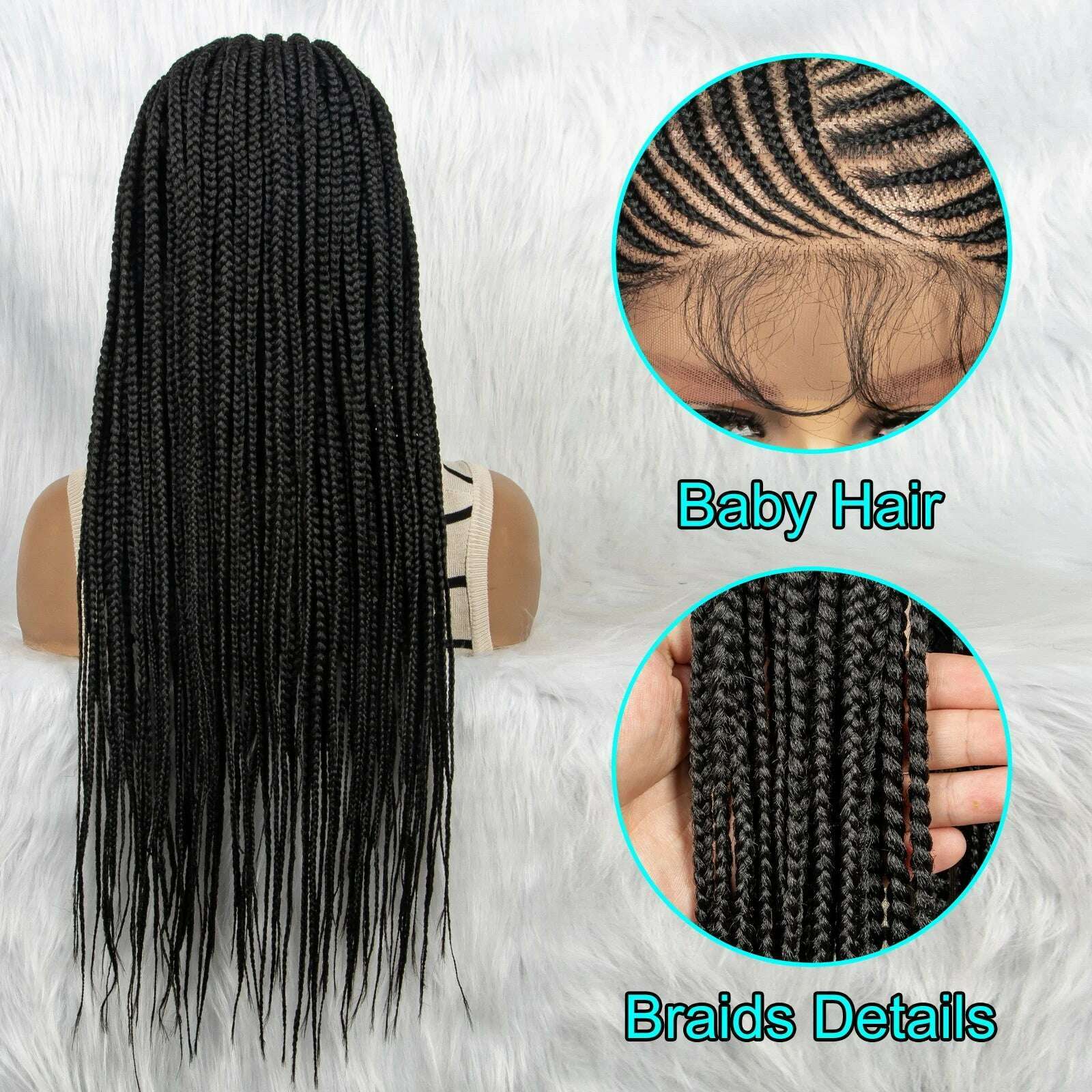 KIMLUD, Synthetic Braided Wigs 13x4 HD Lace Front Braided Wigs for Black Women Synthetic Lace Front Wigs Braided Wigs With Baby Hair, KIMLUD Womens Clothes