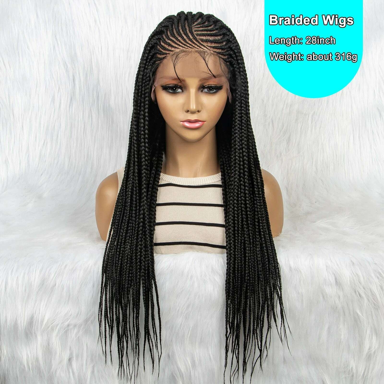KIMLUD, Synthetic Braided Wigs 13x4 HD Lace Front Braided Wigs for Black Women Synthetic Lace Front Wigs Braided Wigs With Baby Hair, KIMLUD Womens Clothes