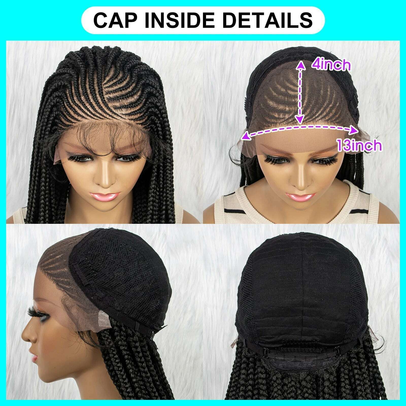 KIMLUD, Synthetic Braided Wigs 13x4 HD Lace Front Braided Wigs for Black Women Synthetic Lace Front Wigs Braided Wigs With Baby Hair, KIMLUD Women's Clothes
