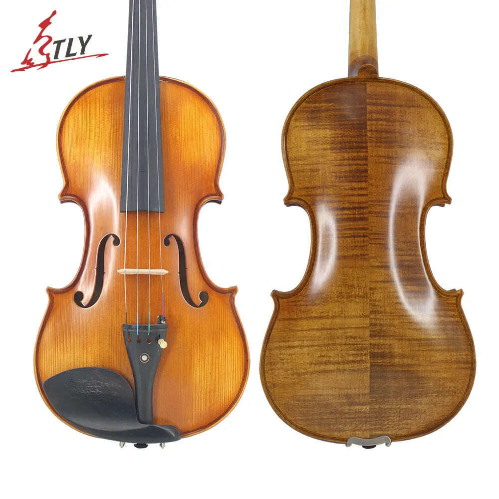 KIMLUD, TONGLING New Natural Flamed Maple Violin 4 Full Size Hand-craft Violin Stringed Musical Instrument Ebony Fitted Case Bow Rosin, KIMLUD Women's Clothes