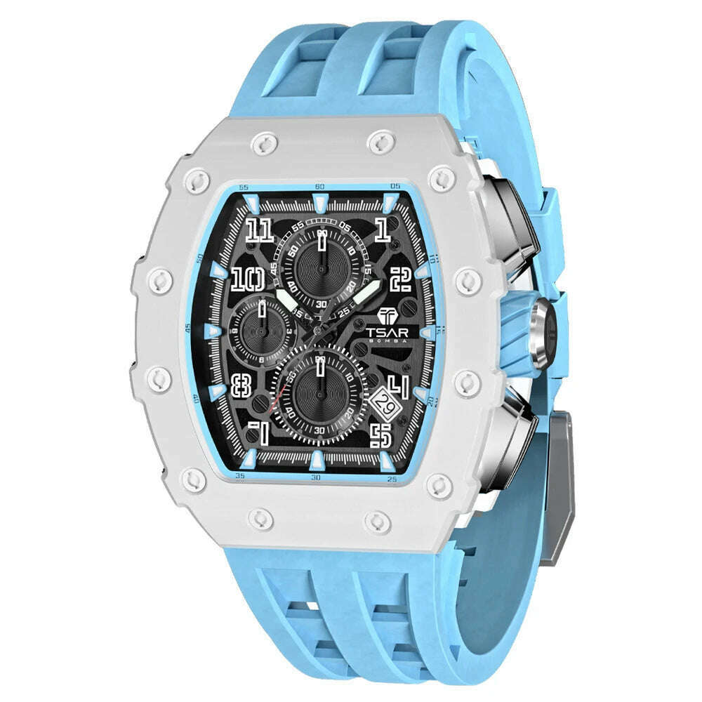 KIMLUD, TSAR BOMBA Watch for Men Top Brand Luxury Waterproof Quartz Wristwatch Tonneau Clock Gift Chronograph Rectangle Mens Watch, KIMLUD Womens Clothes
