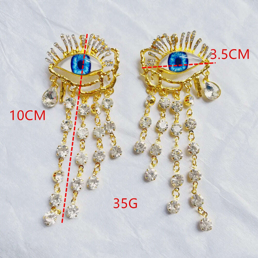KIMLUD, Vintage Ethnic Golden Eyes Chain Dangle Earrings For Women Fashion Jewelry Baroque Style Lady Statement Earrings  Accessories, KIMLUD Women's Clothes