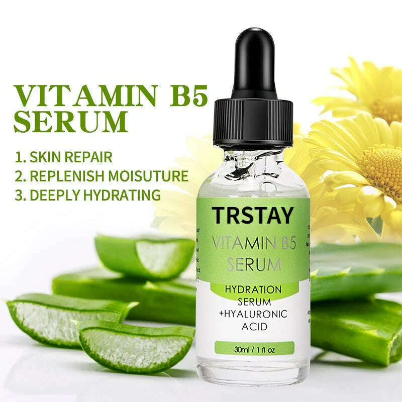 KIMLUD, Vitamin B5 Face Serum Smooth Moisturizing Repair Dry Skin Aloe Soothe Pores Shrink Firming Hydrating Oil Control Facial Essence, 5ml, KIMLUD Women's Clothes