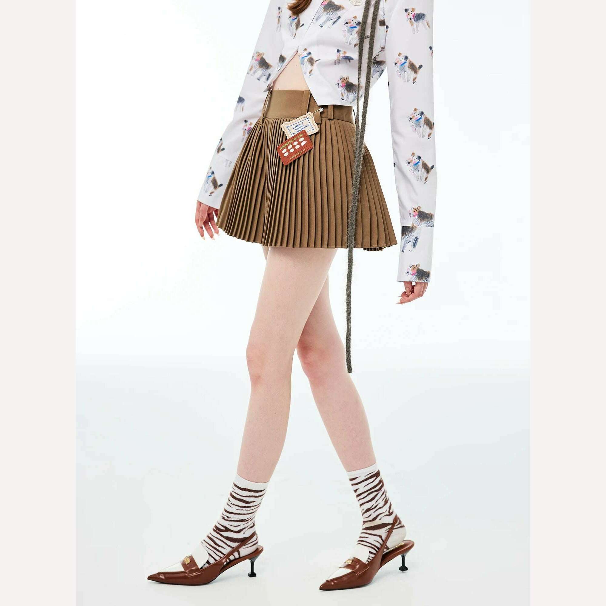 KIMLUD, Women's Design Suit Early Autumn Love Applique Loose Padded Shoulder High Sense Casual Suit Jacket, Brown (skirt) / S, KIMLUD APPAREL - Womens Clothes