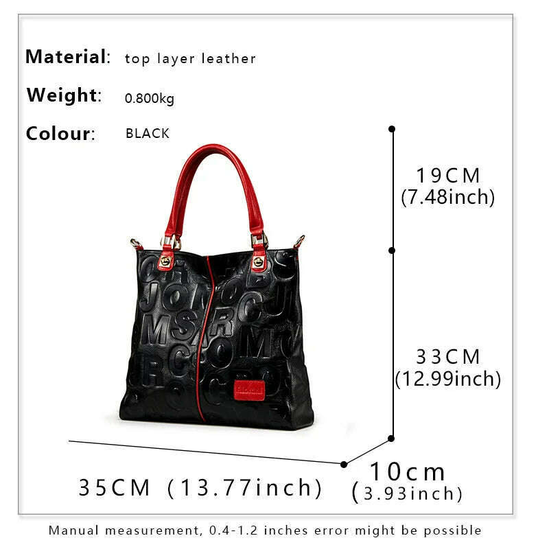 KIMLUD, Women's Large Capacity Tote Bag High Quality Cowhide Material Paired with Letter Pattern Fashionable and Beautiful One Shoulder, KIMLUD Women's Clothes