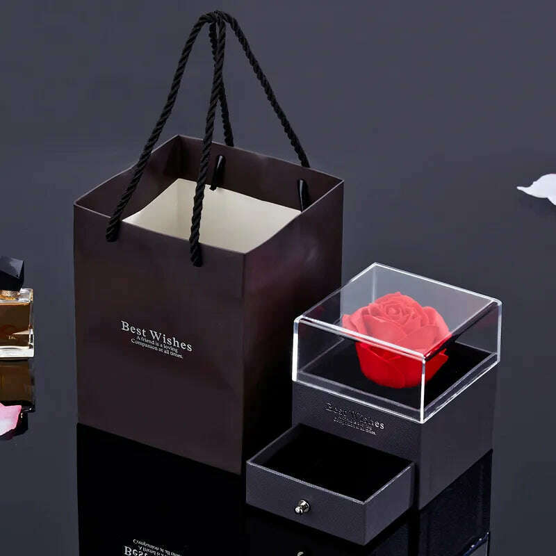 Projection Necklace Set With Rose Gift Box 100 Languages I Love You Heart Pendant Jewelry 2023 Hot Sale Accessories Dropshipping - KIMLUD