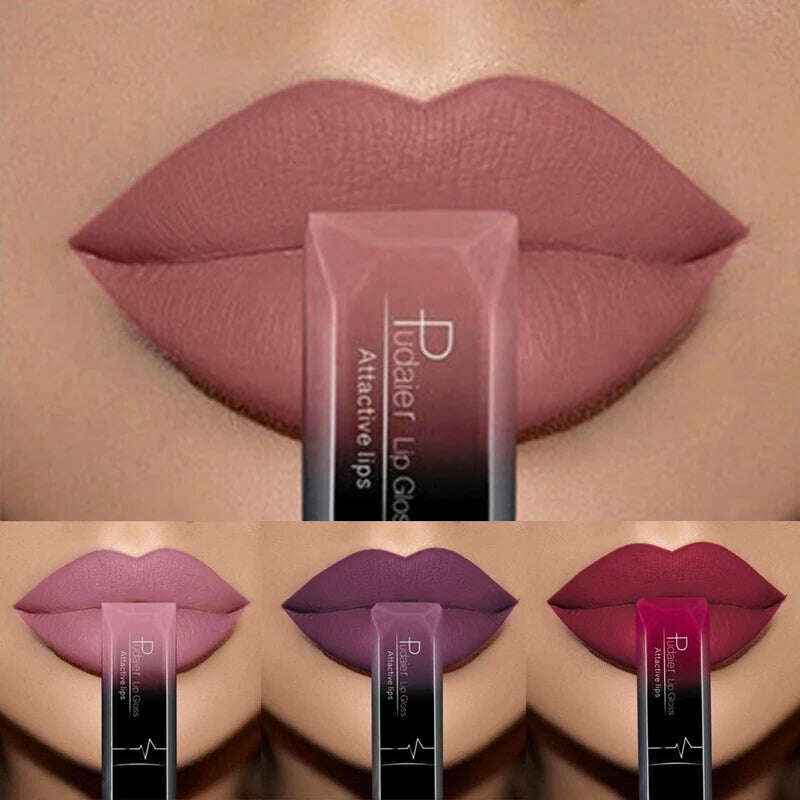 KIMLUD, Pudaier 21 Color Lip Gloss Waterproof Matte Liquid Lipstick Moisturizing Lip Gloss Lip Makeup Beauty Cosmetics, KIMLUD Women's Clothes