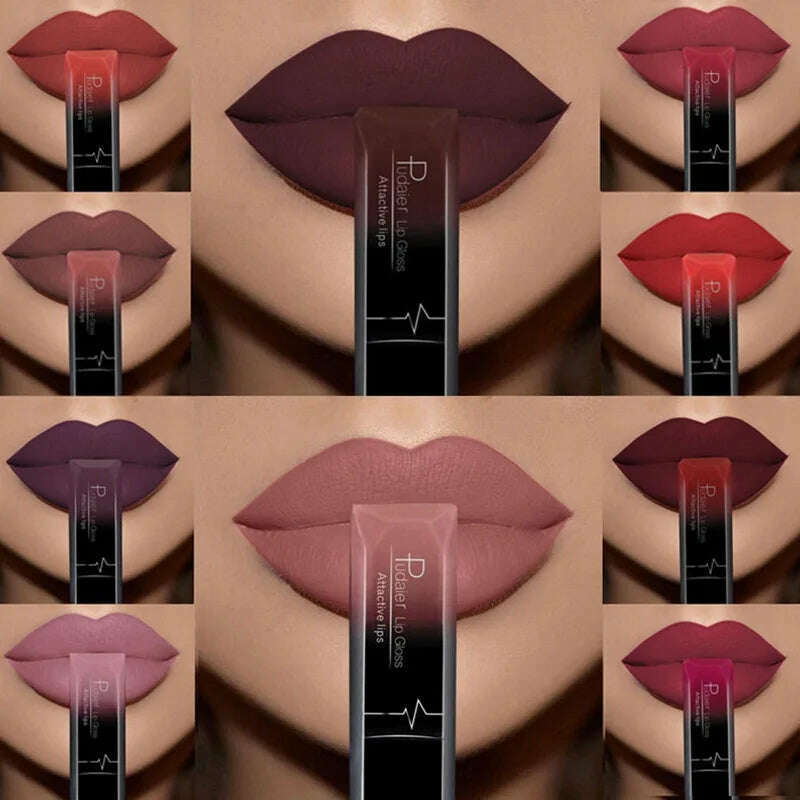 KIMLUD, Pudaier 21 Color Lip Gloss Waterproof Matte Liquid Lipstick Moisturizing Lip Gloss Lip Makeup Beauty Cosmetics, KIMLUD Womens Clothes