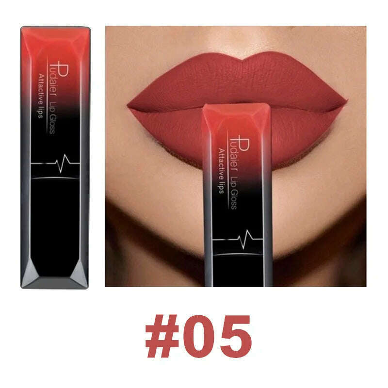 KIMLUD, Pudaier 21 Color Lip Gloss Waterproof Matte Liquid Lipstick Moisturizing Lip Gloss Lip Makeup Beauty Cosmetics, 05, KIMLUD Women's Clothes