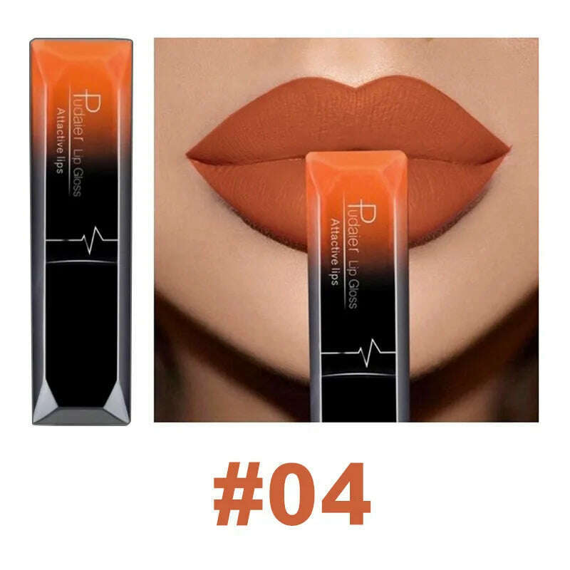 KIMLUD, Pudaier 21 Color Lip Gloss Waterproof Matte Liquid Lipstick Moisturizing Lip Gloss Lip Makeup Beauty Cosmetics, 04, KIMLUD Womens Clothes