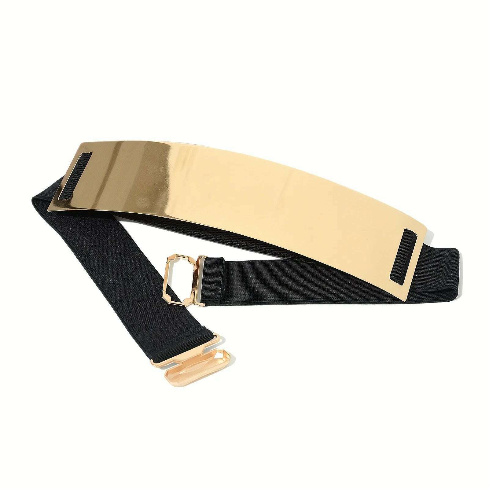 Punk-Elegant Metallic Glossy Wide Belt Waistband - Perfect for Y2K Dresses & Girdles! - KIMLUD