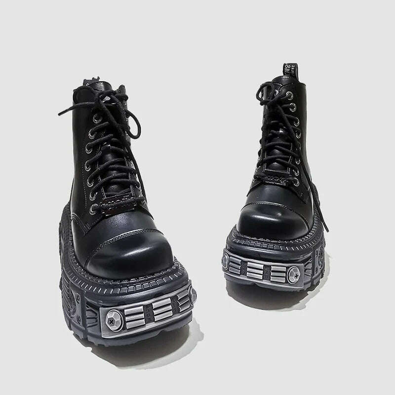 Punk Platform Female 2023 New Metal Design Sense Small Short Boots Fashion Women - KIMLUD