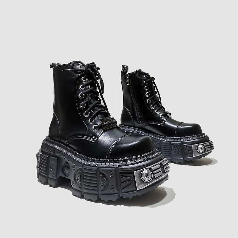 Punk Platform Female 2023 New Metal Design Sense Small Short Boots Fashion Women - KIMLUD