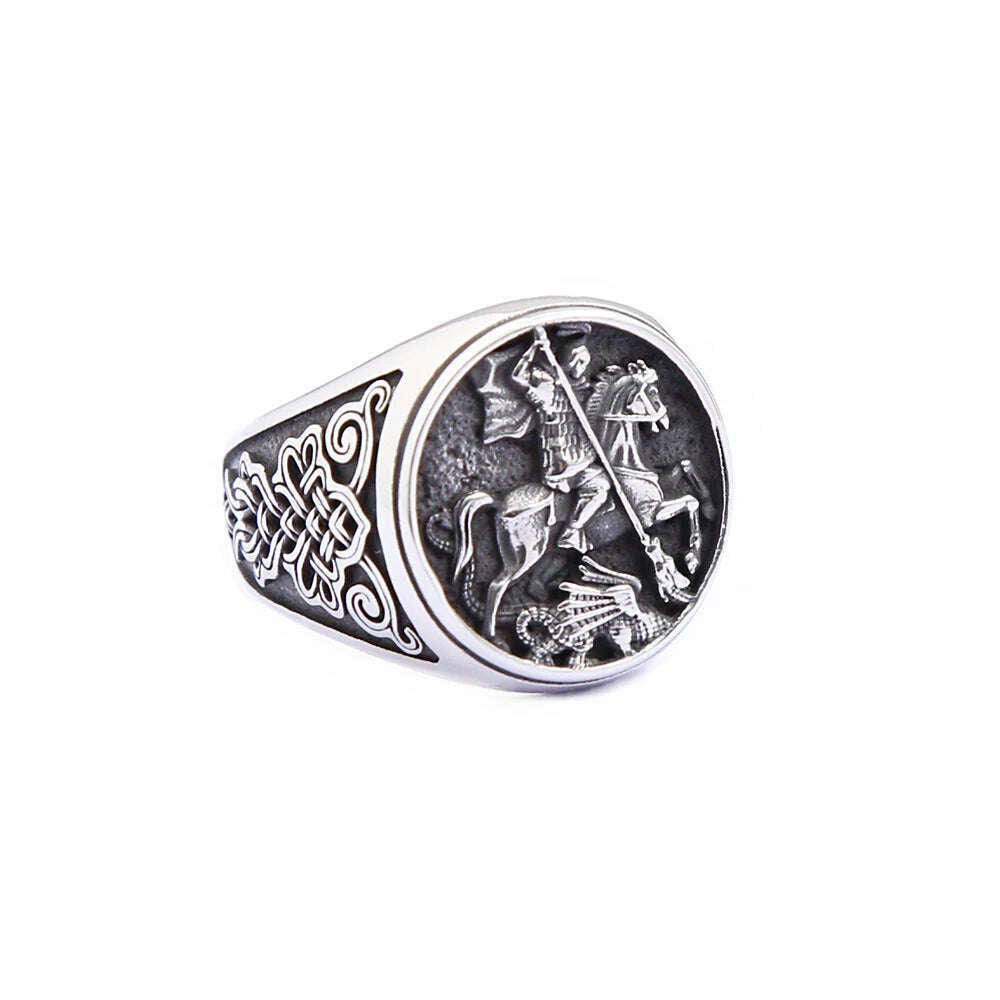 KIMLUD, Punk Vintage Knight Riding Ring For Men Boys Gothic 316L Stainless Steel Viking Celtic knot Rings Fashion Jewelry Gift Wholesale, picture color / 11, KIMLUD Womens Clothes