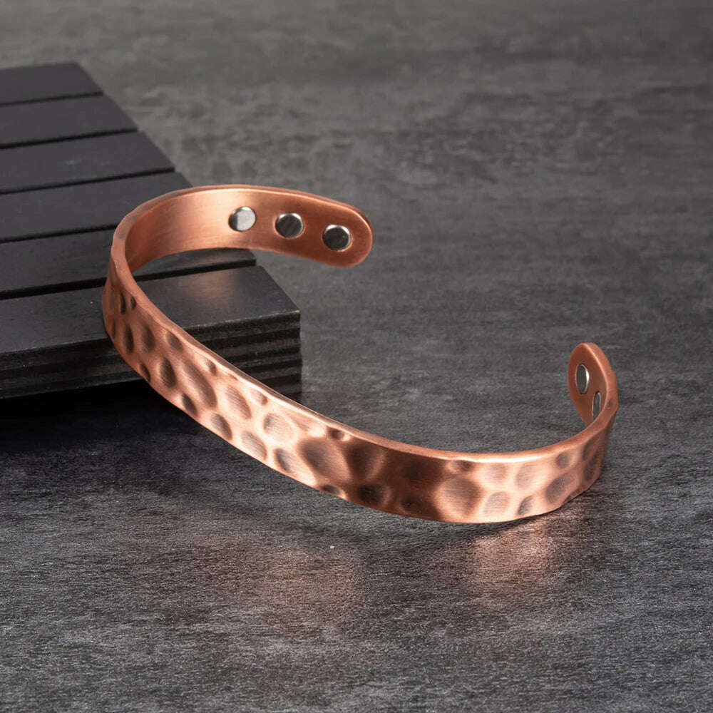 KIMLUD, Pure Copper Magnetic Bracelet Arthritis Adjustable 10mm Vintage Magnetic Bracelet Health Energy Copper Cuff Bracelet &amp; Bangles, KIMLUD Womens Clothes