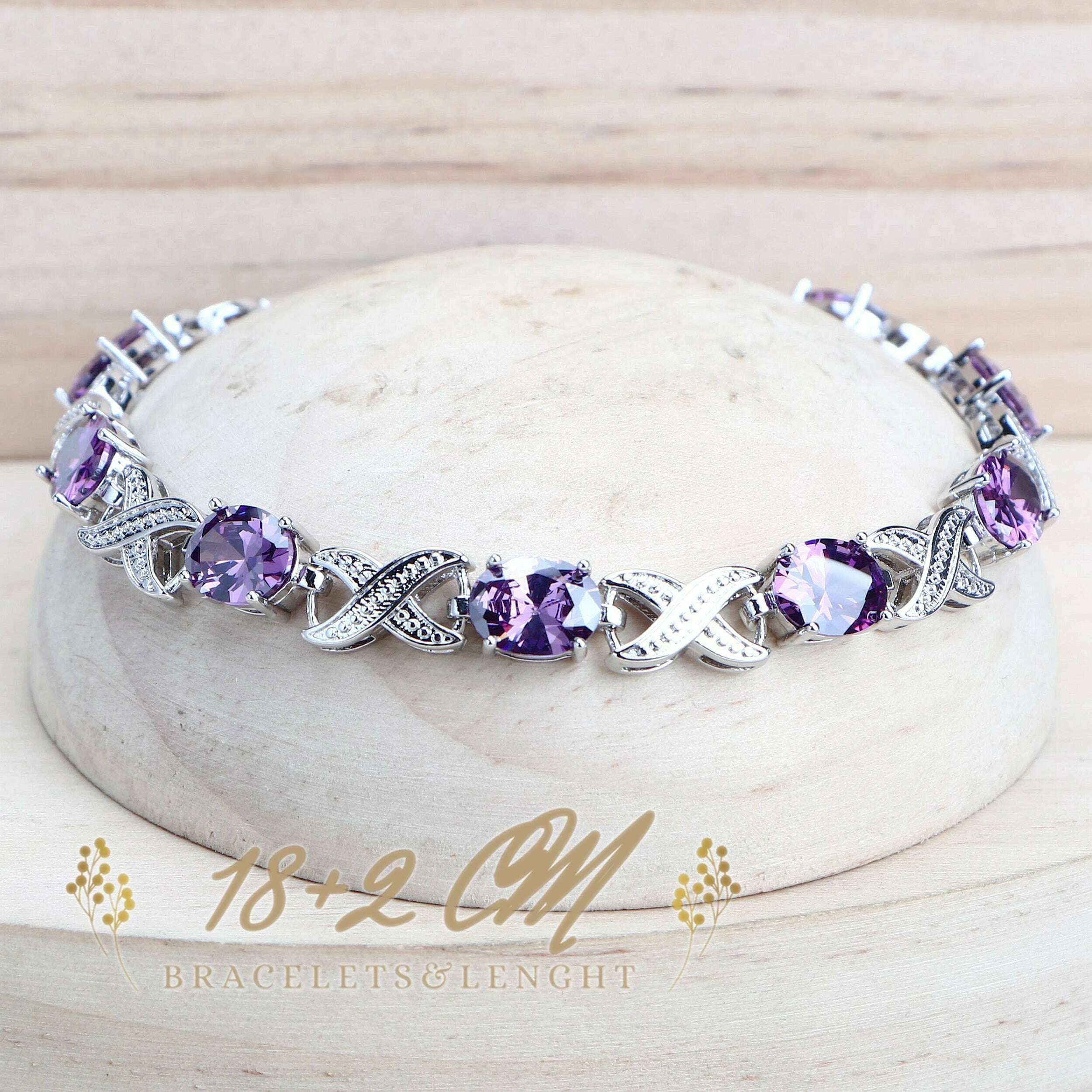 Purple Zirconia Women Bridal Jewelry Sets Silver 925 Fine Costume Jewellery Wedding Earrings Rings Bracelets Pendant Necklace - KIMLUD
